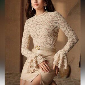 Elegant Lace Top with Flared Sleeves